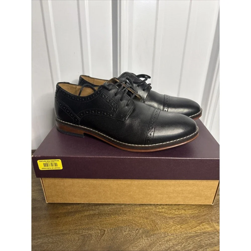 Johnston & Murphy Boys Size 4 Black Conard Dress Shoes EUC
